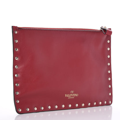 Valentino Garavani Vitello Medium Rockstud Zip Pouch Scarlet 3 of 7