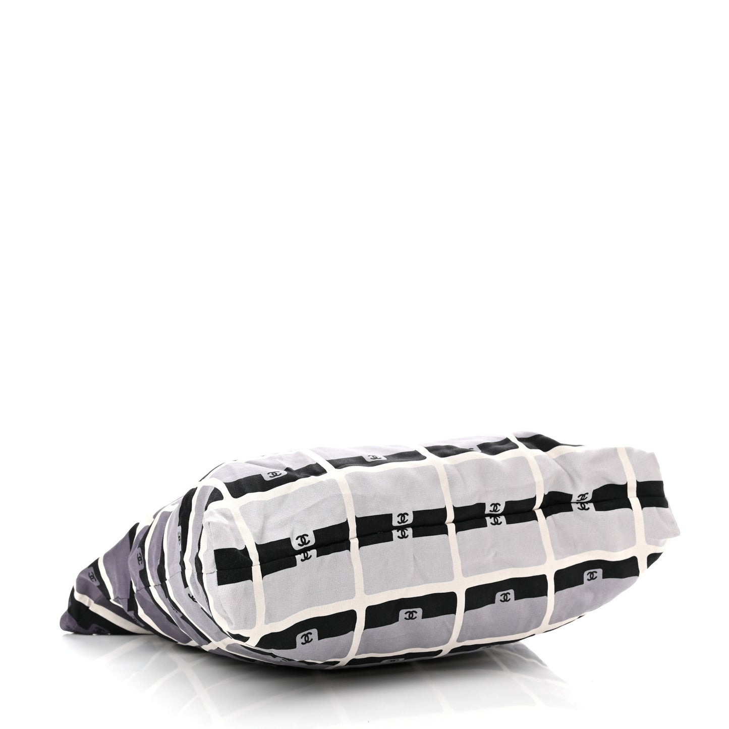 Jersey Fabric Quilted Foldable Tote With Chain Black Multicolor