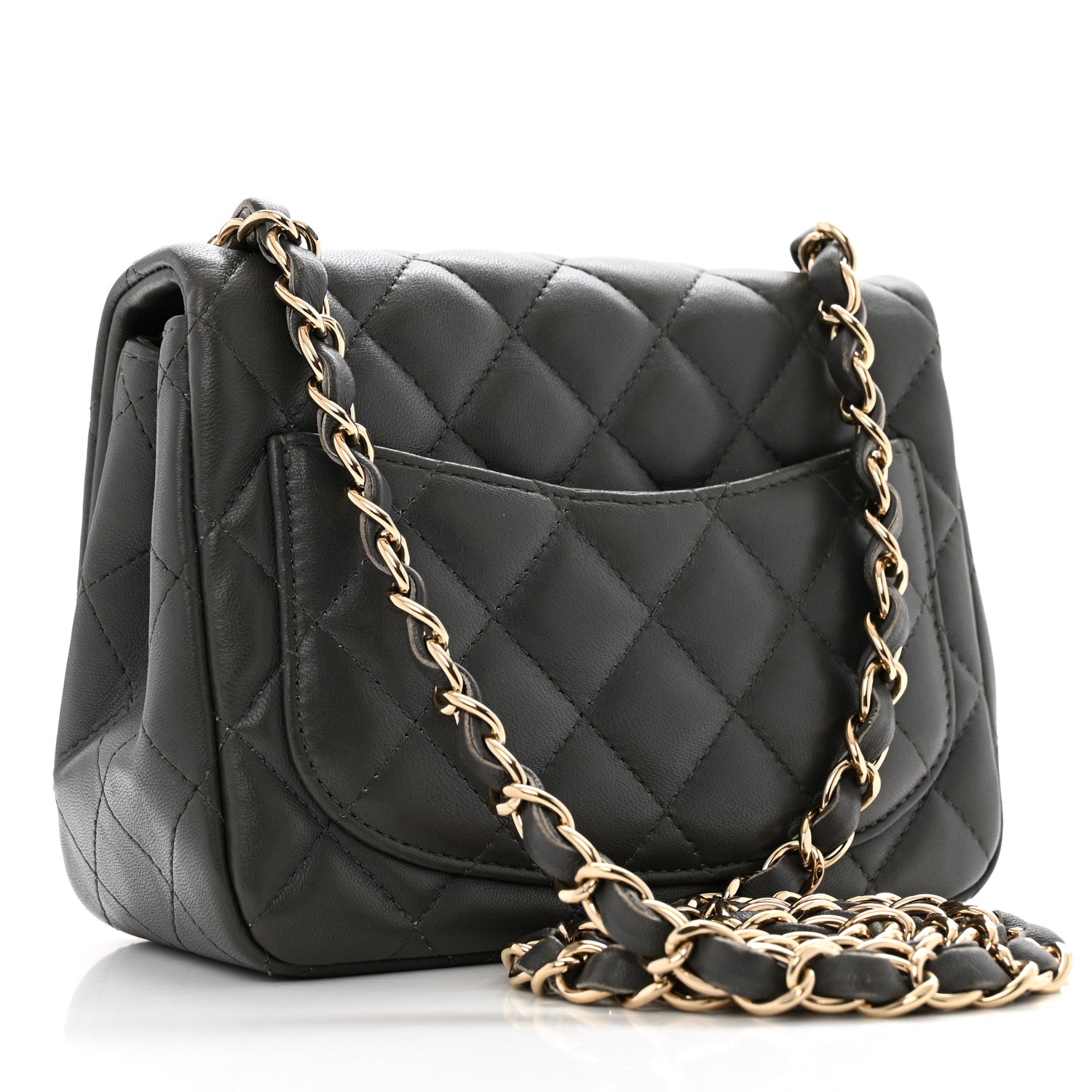 Chanel Lambskin Quilted Mini Square Flap Dark Grey 3 of 13