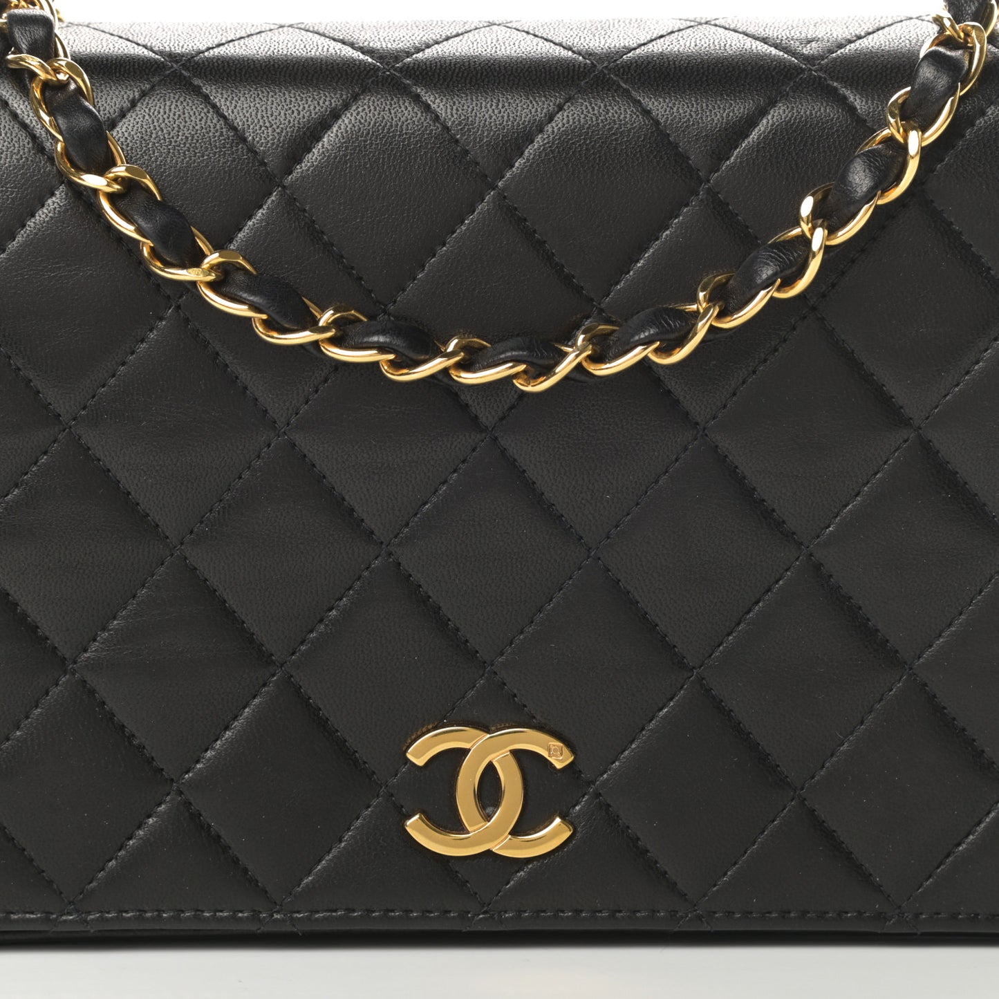 Lambskin Quilted Small Single Flap Black