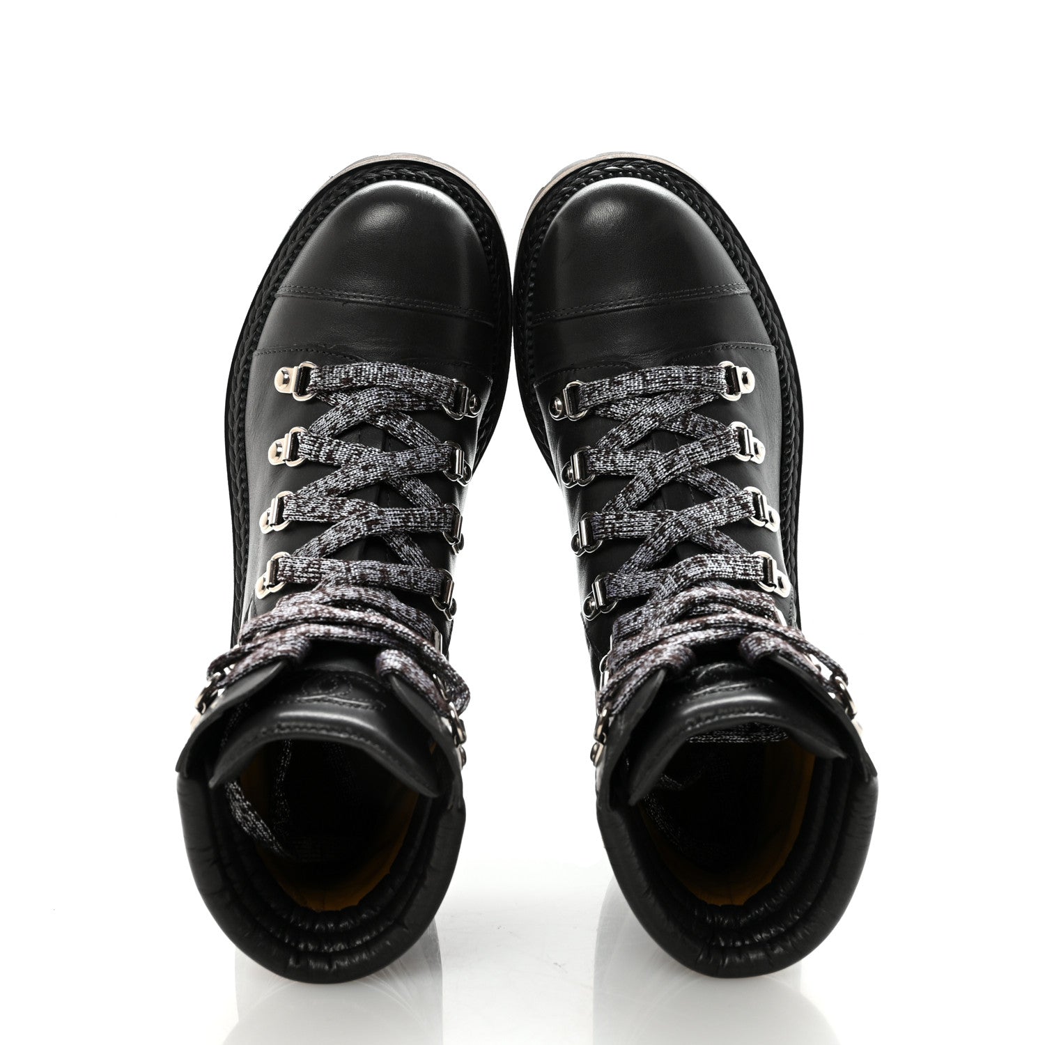 Chanel Lambskin Quilted Lace Up Boots 35.5 Grey 2 of 9