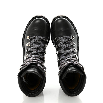 Chanel Lambskin Quilted Lace Up Boots 35.5 Grey 2 of 9
