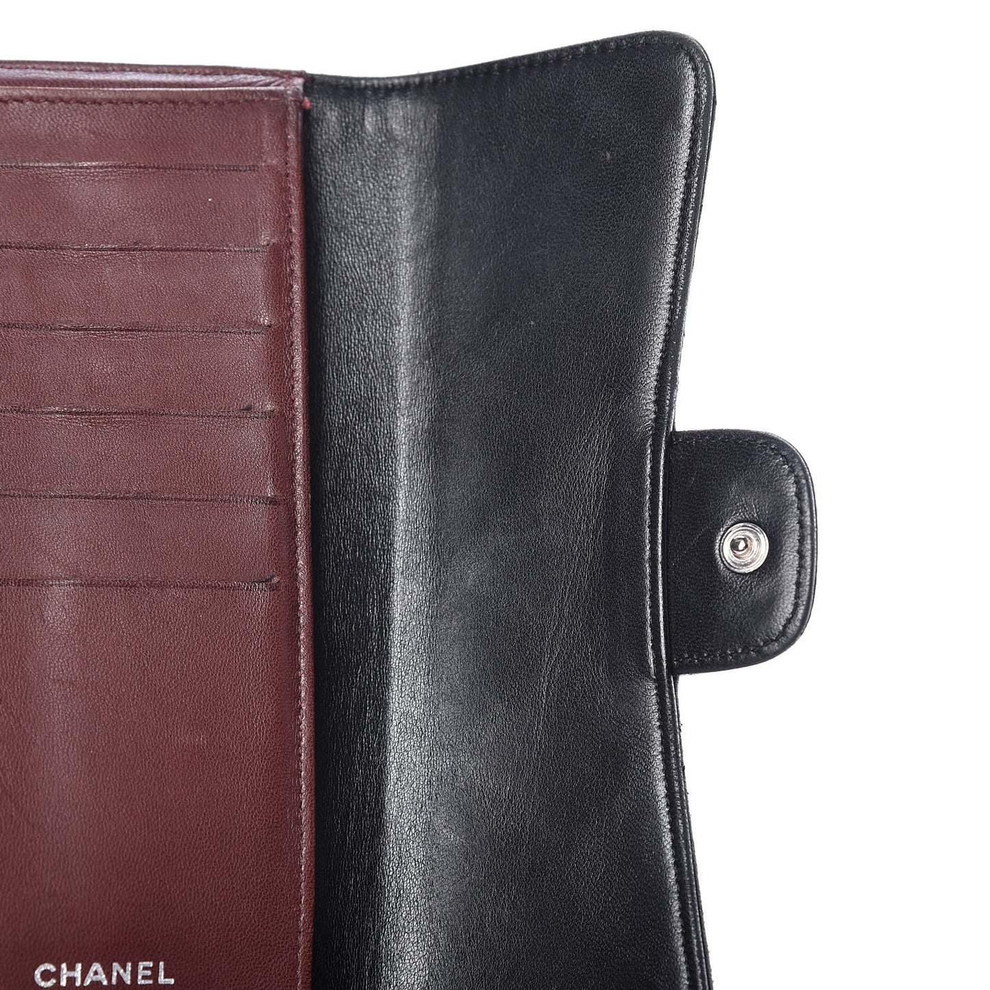 Lambskin Quilted Large Flap Wallet Black