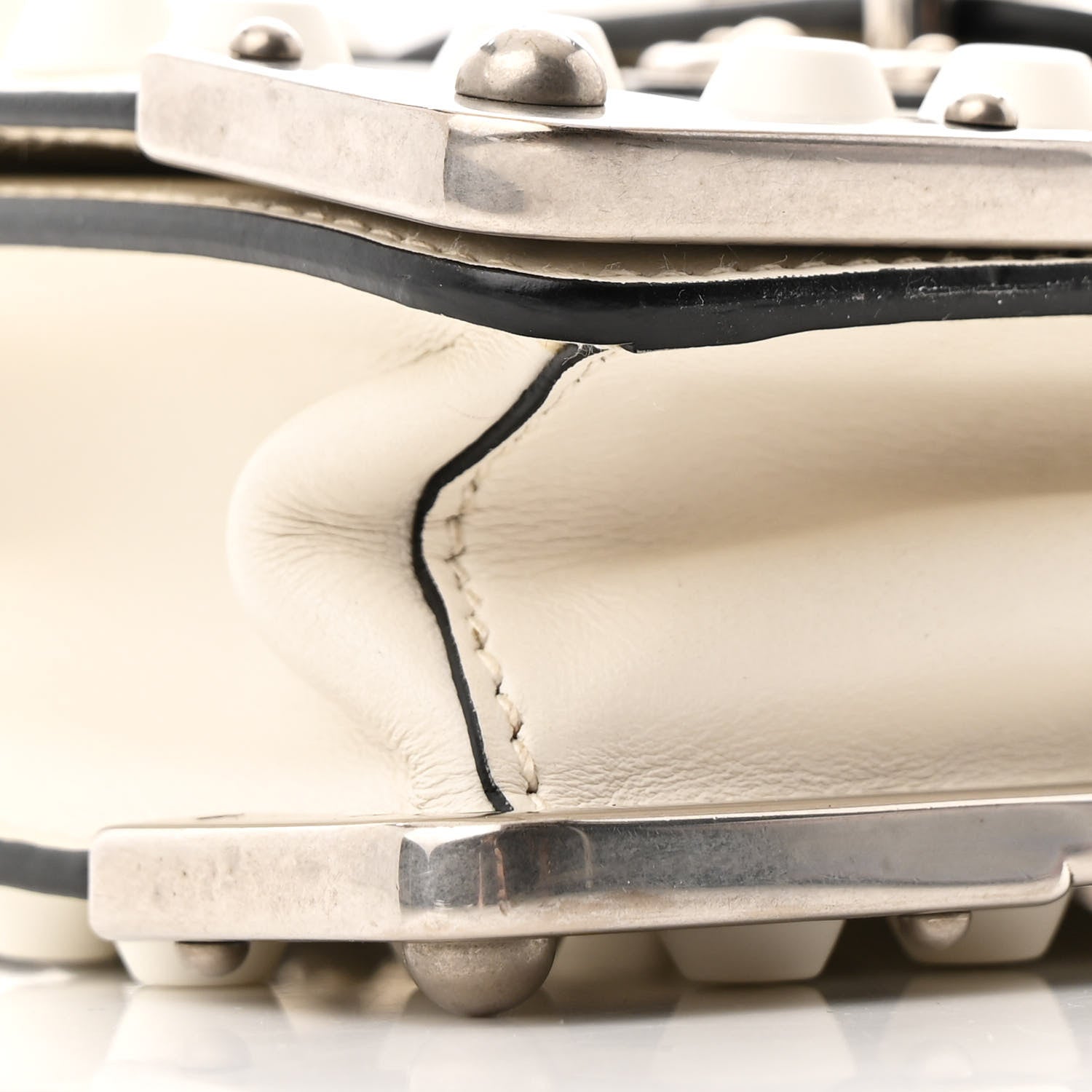 Prada City Calfskin Saffiano Studded Cahier Bag White 9 of 10