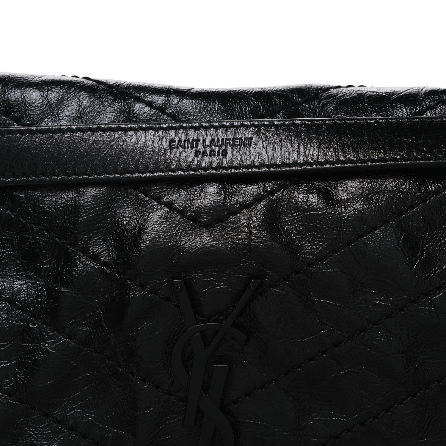 Saint Laurent Crinkled Calfskin Matelasse Monogram Medium Niki Chain Satchel Black 8 of 10