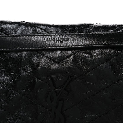 Saint Laurent Crinkled Calfskin Matelasse Monogram Medium Niki Chain Satchel Black 8 of 10