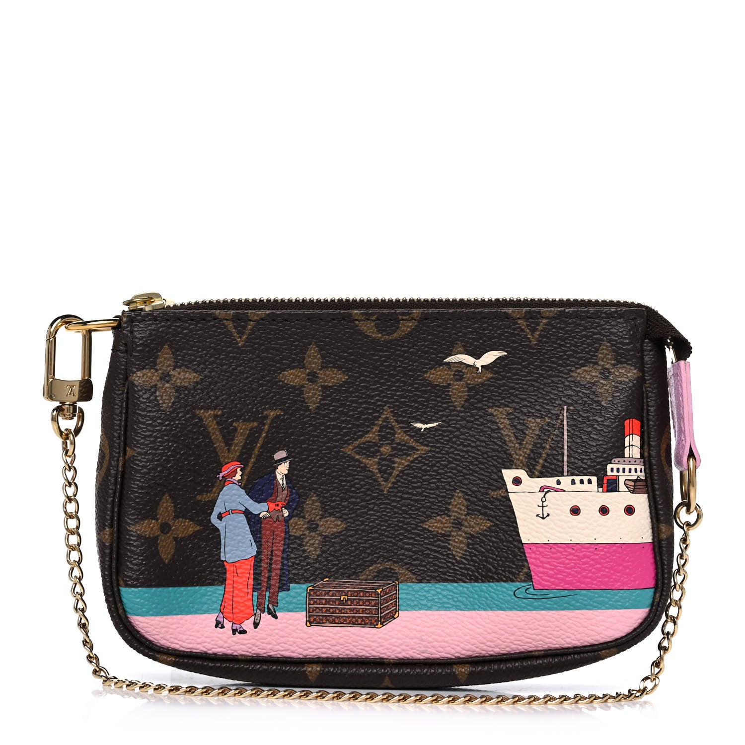 Louis Vuitton Monogram 2016 Christmas Animation Mini Pochette Accessories Rose Ballerine 1 of 12