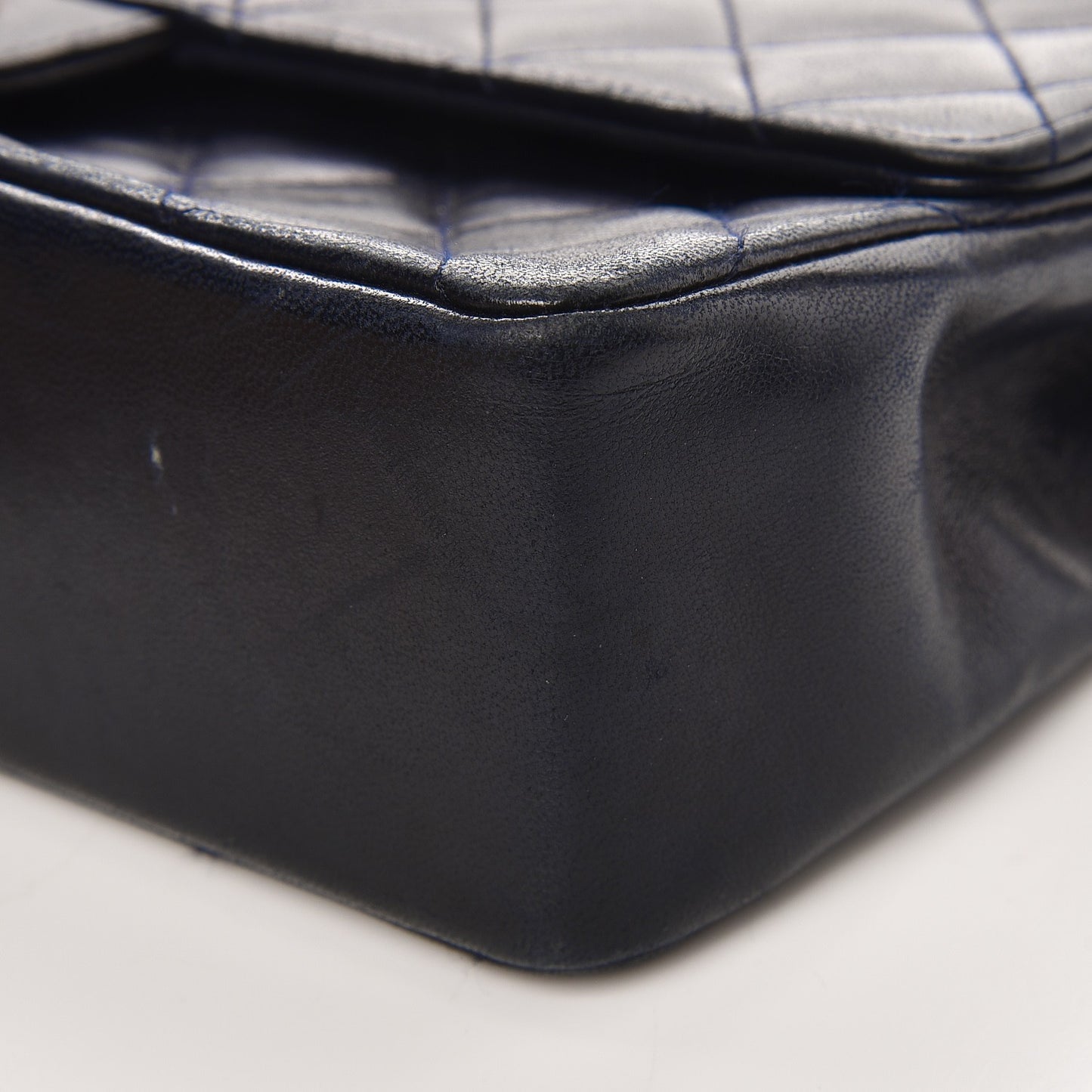 Lambskin Quilted Medium Double Flap Navy
