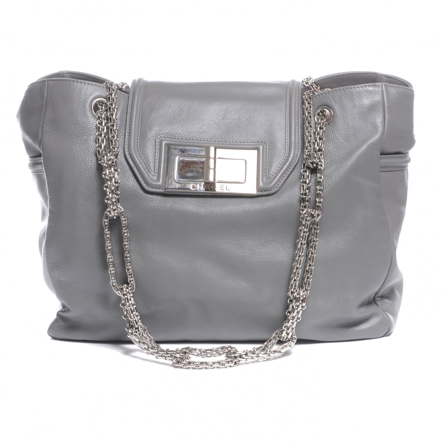 Chanel Leather Mademoiselle Lock Large Shopper Tote Grey 1 of 7
