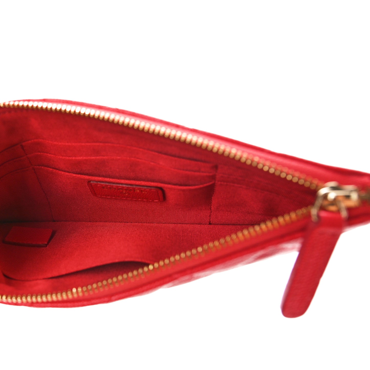 Shiny Caviar Quilted Cosmetic Case Red