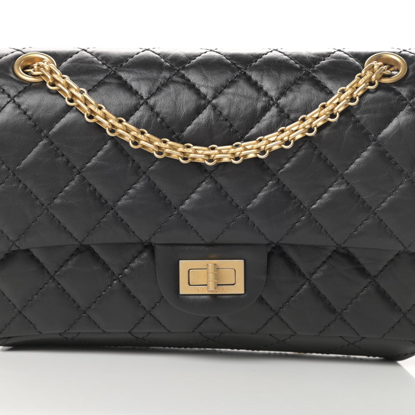 Aged Calfskin Quilted 2.55 Reissue 225 Flap Black