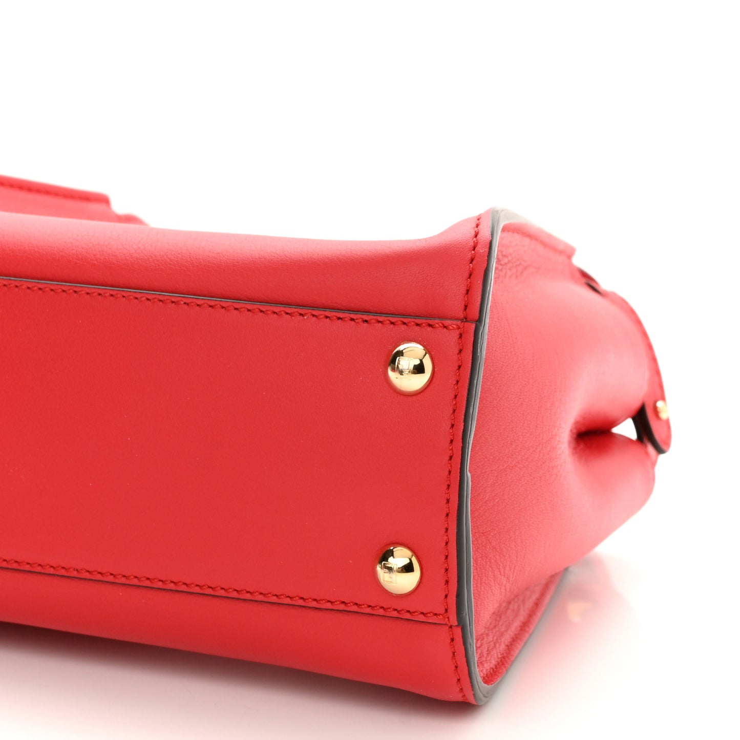 Vitello Seta Canvas FF Embroidered Mini Peekaboo Iconic Satchel Rosso Cardinale Multicolor