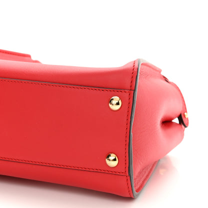 Fendi Vitello Seta Canvas FF Embroidered Mini Peekaboo Iconic Satchel Rosso Cardinale Multicolor 9 of 9