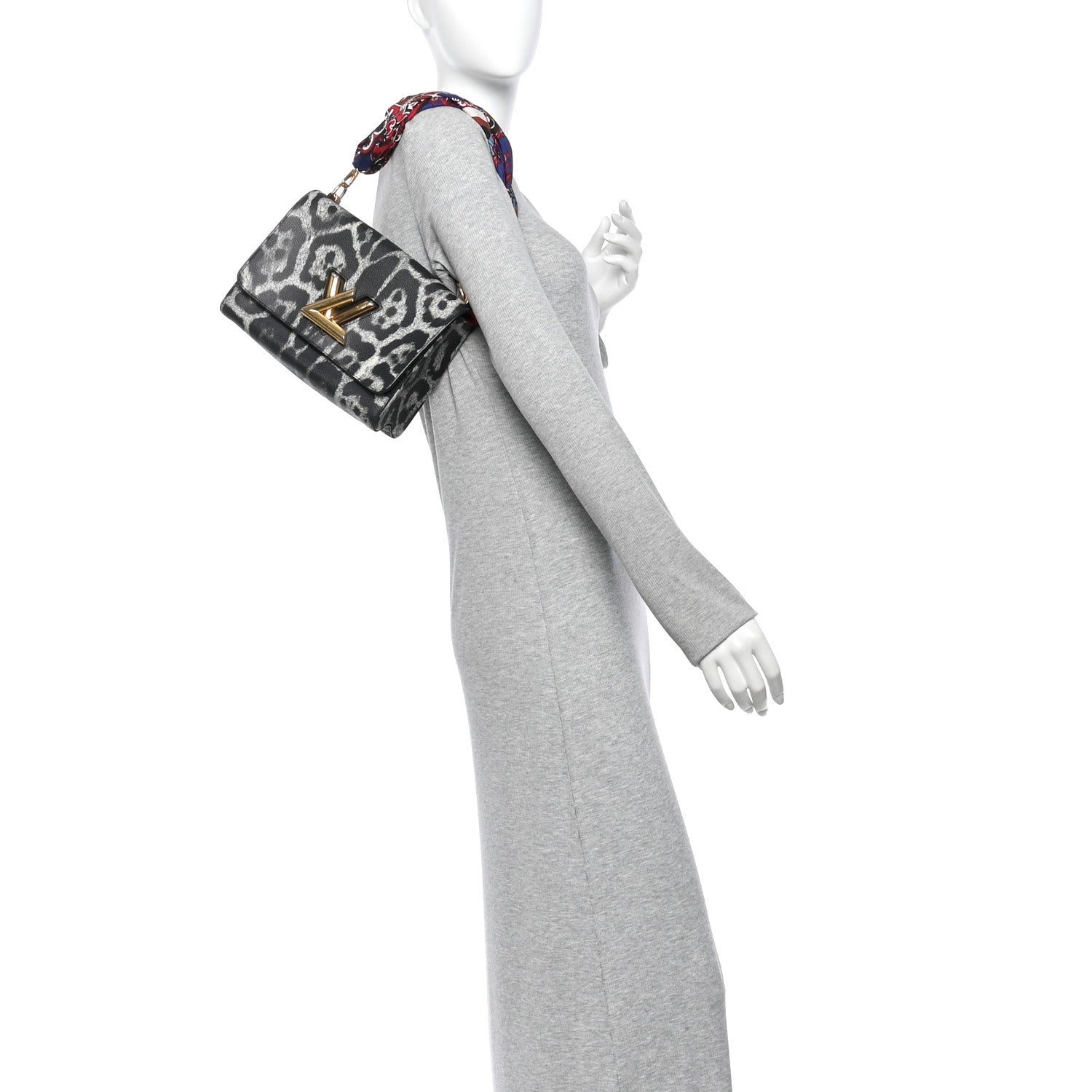 Louis Vuitton Calfskin Wild Animal Print Scarf Handle Twist Shoulder Bag MM 2 of 10