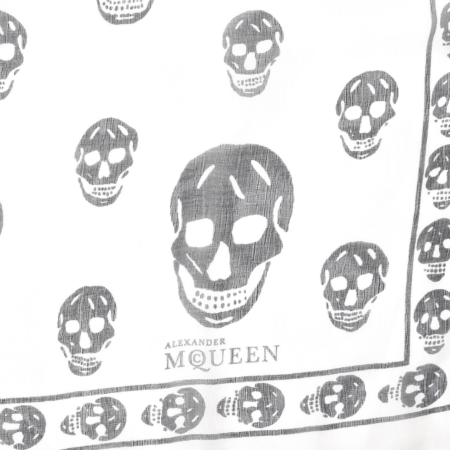 Silk Chiffon Skull Scarf Ivory Black