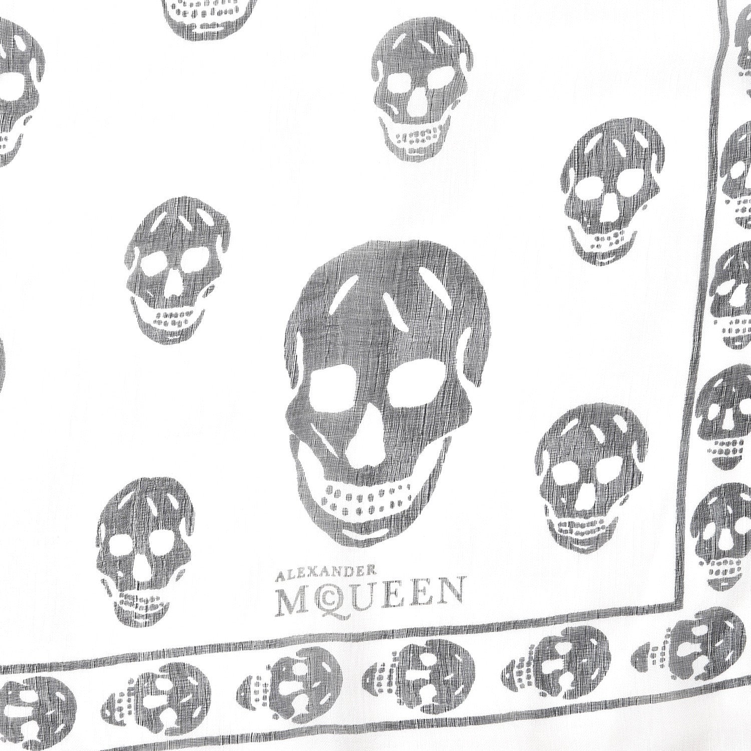 Alexander McQueen Silk Chiffon Skull Scarf Ivory Black 3 of 4