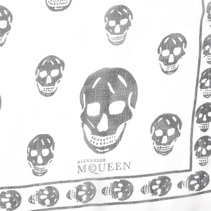 Alexander McQueen Silk Chiffon Skull Scarf Ivory Black 3 of 4