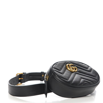 Gucci Calfskin Matelasse GG Marmont Belt Bag 85 34 Black 3 of 9