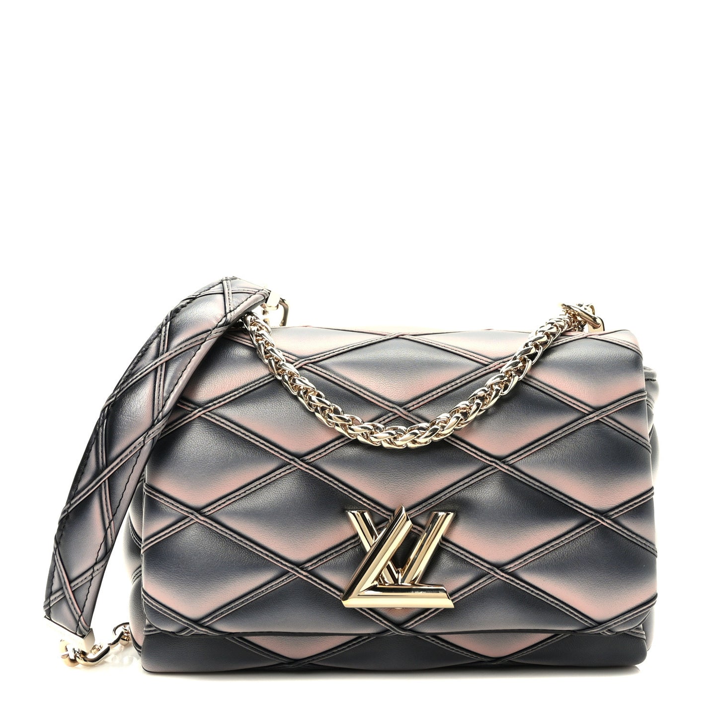 Lambskin Malletage Top Handle GO-14 MM Black Pink