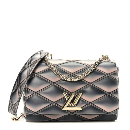 Louis Vuitton Lambskin Malletage Top Handle GO-14 MM Black Pink 1 of 9