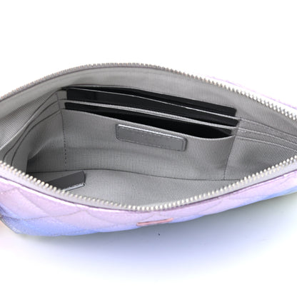 Chanel Gradient Metallic Calfskin Quilted Cosmetic Case Purple Blue Green 5 of 7