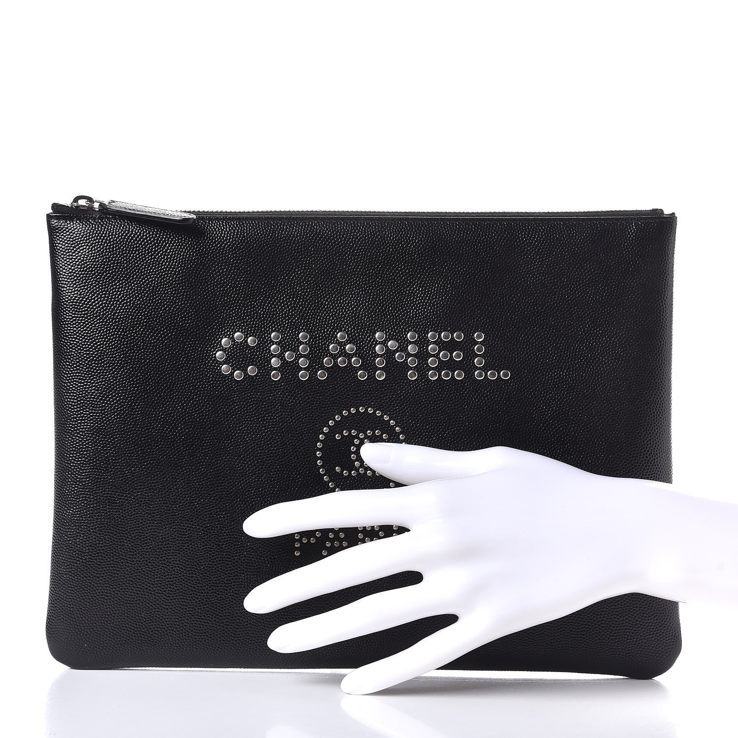 Chanel Caviar Studded Medium Deauville Pouch Black 2 of 8