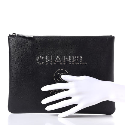 Chanel Caviar Studded Medium Deauville Pouch Black 2 of 8