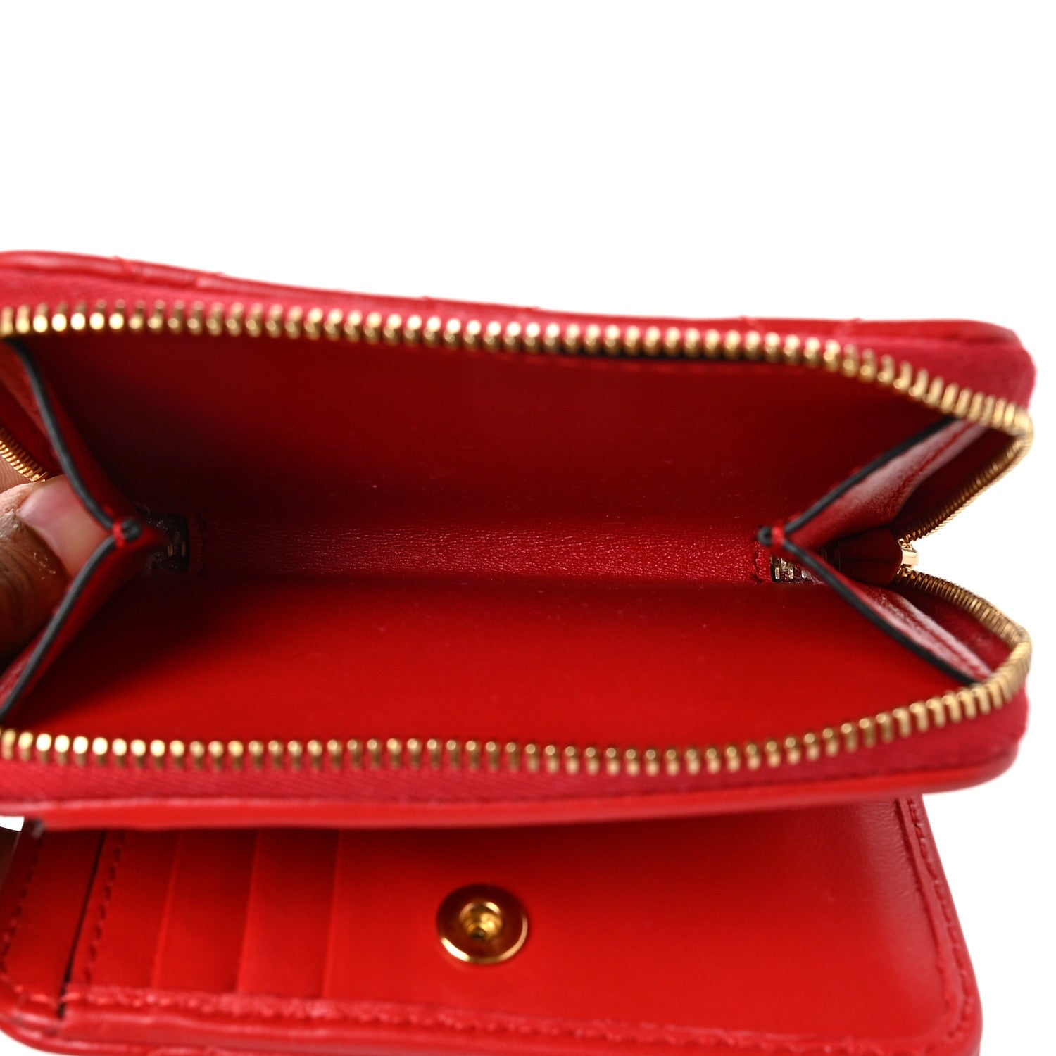 Versace Nappa Quilted Medusa Compact Zip Around Wallet Red 6 of 9