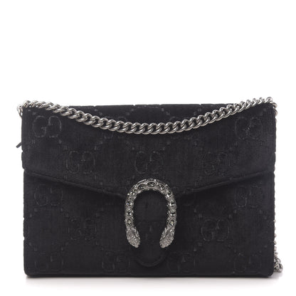 Gucci Velvet GG Monogram Mini Dionysus Chain Wallet Black 1 of 10
