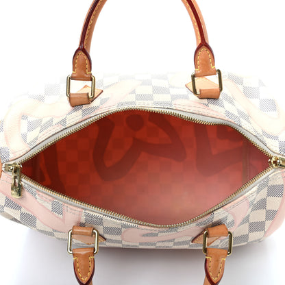 Louis Vuitton Damier Azur Tahitienne Speedy Bandouliere 30 Rose Ballerine 5 of 9