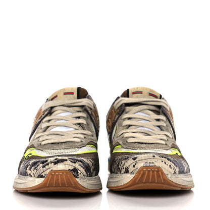 Gucci Suede Calfskin Tejus Printed Womens Ultrapace Sneakers 36 Natural Ardesia Neon Yellow 2 of 9