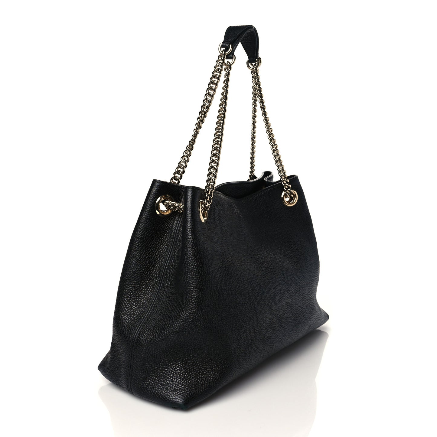 Pebbled Calfskin Medium Soho Chain Shoulder Bag Black