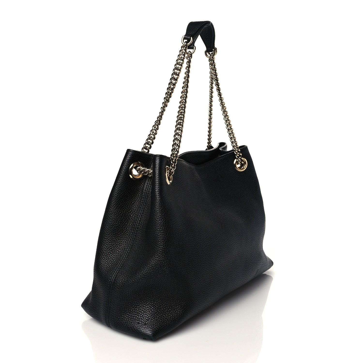Gucci Pebbled Calfskin Medium Soho Chain Shoulder Bag Black 3 of 10