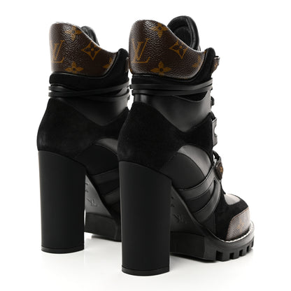 Louis Vuitton Suede Calfskin Monogram Star Trail Ankle Boots 36 Black 4 of 8