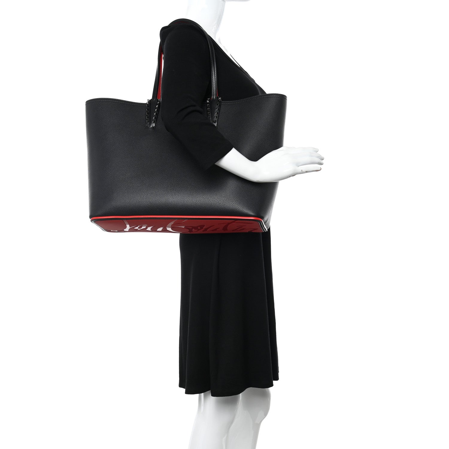 Christian Louboutin Calfskin Spikes East West Cabata Tote Black 2 of 11