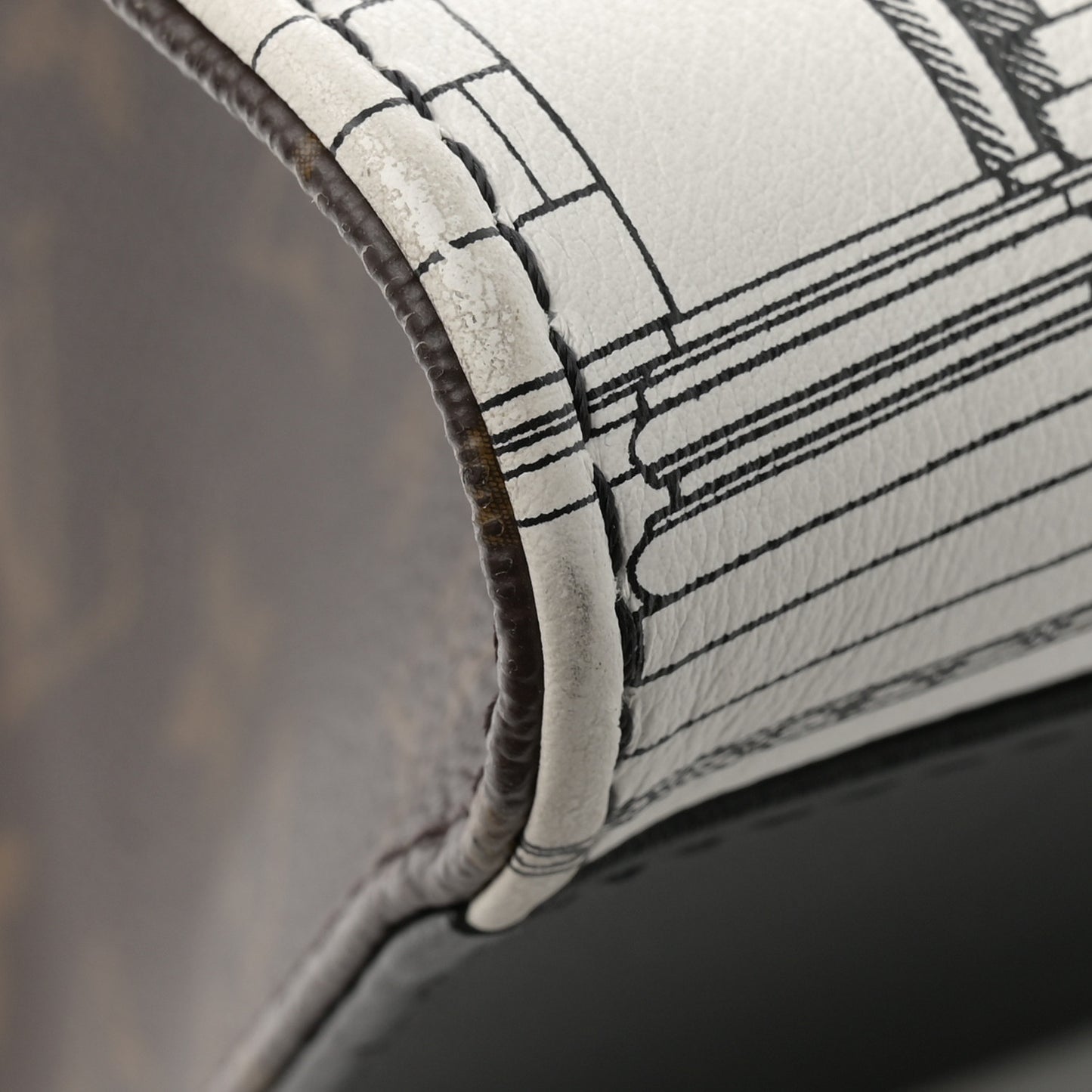 X FORNASETTI Calfskin Architettura Onthego MM Black White
