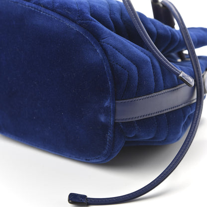 Gucci Velvet Matelasse GG Marmont Bucket Bag Cobalt Blue 7 of 10