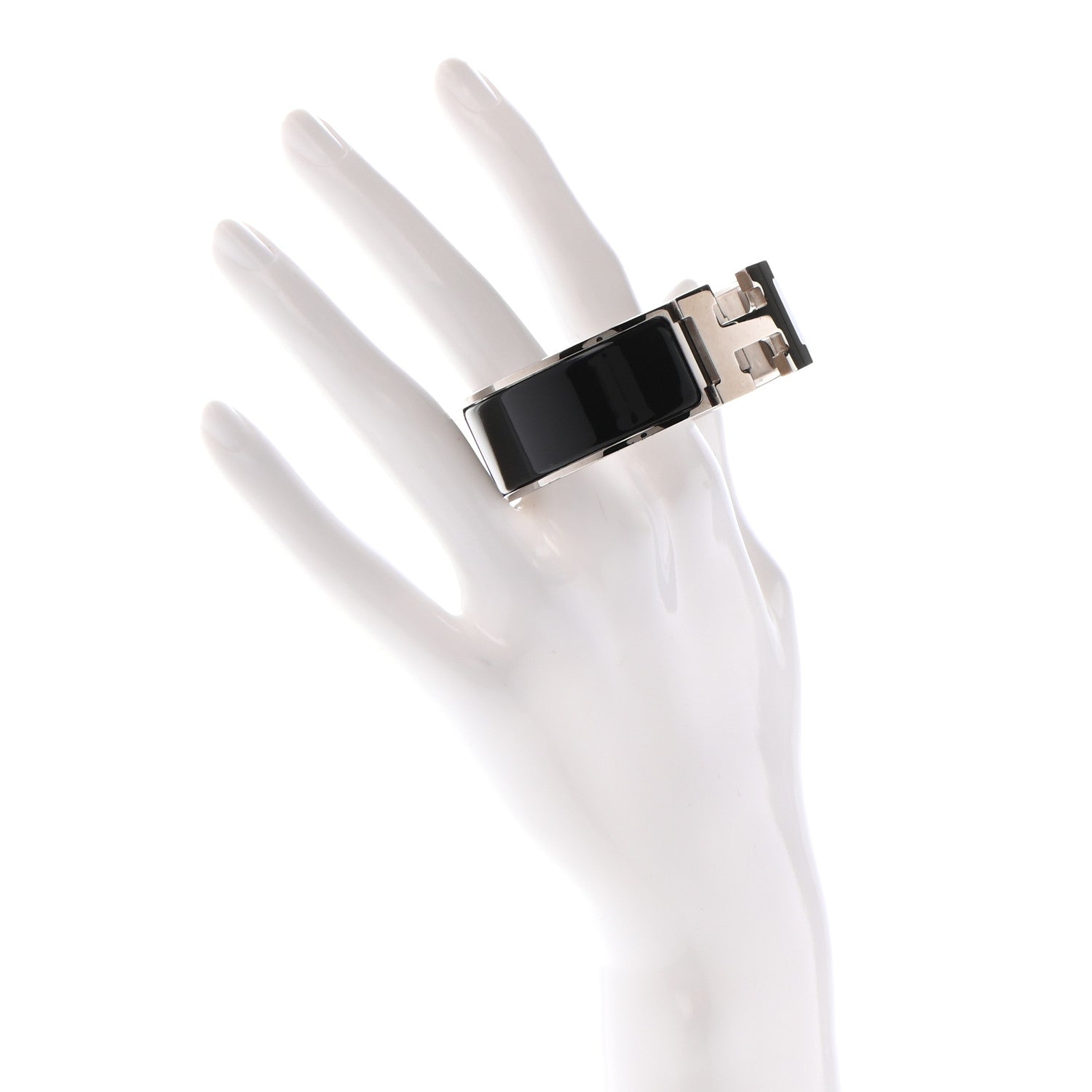 Hermes Enamel Wide Clic Clac H Bracelet GM Black 2 of 7