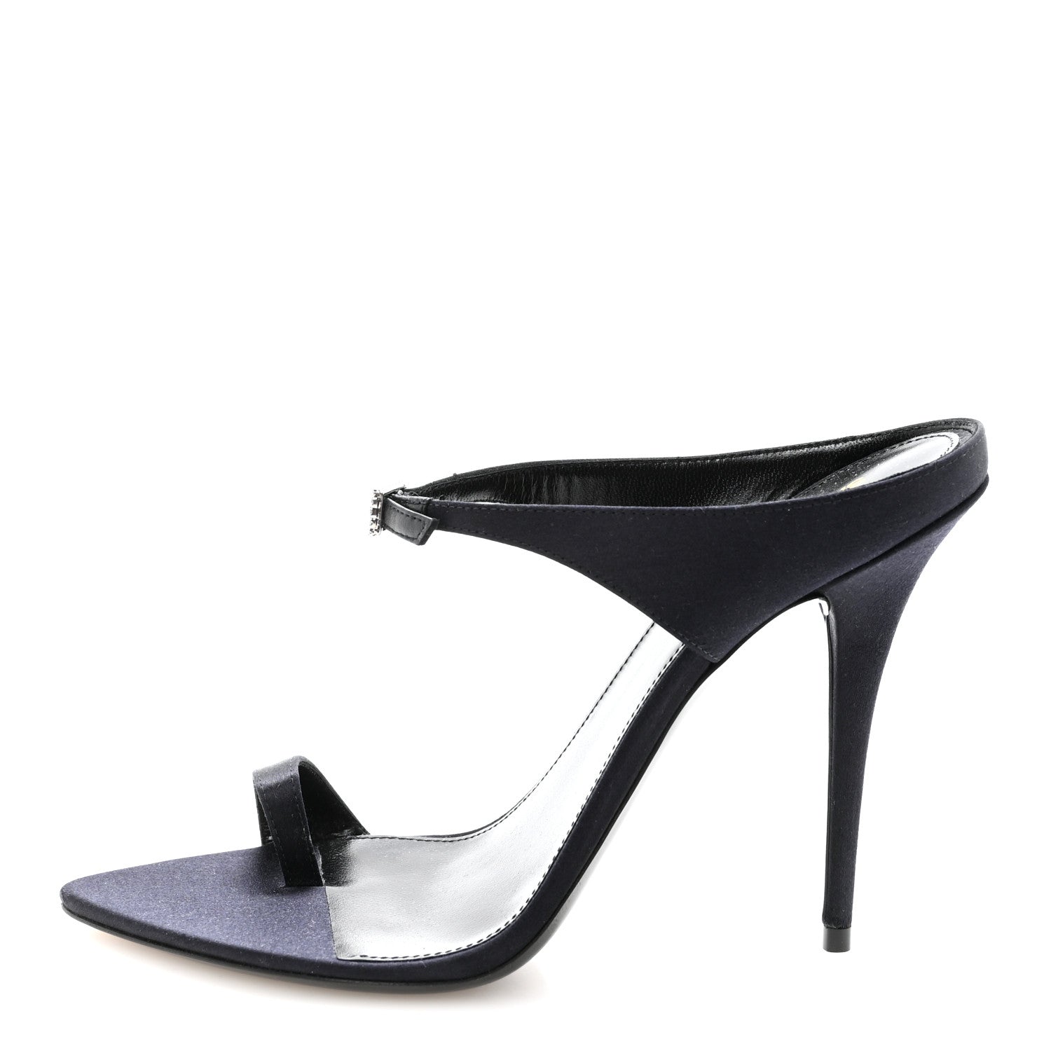Saint Laurent Crepe Satin Dive Mule Sandals 38 Patriot Navy 1 of 10