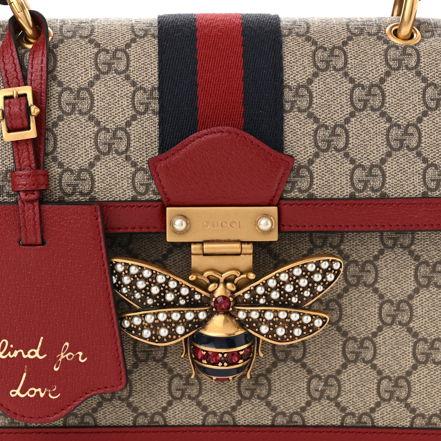 GG Supreme Monogram Small Queen Margaret Top Handle Bag Red
