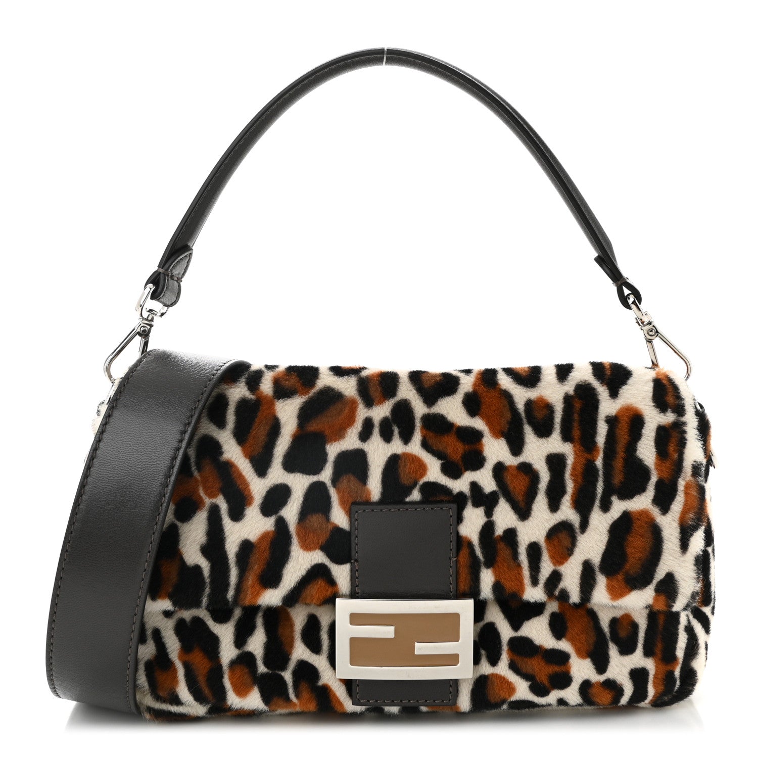 Fendi Calf Hair Leopard Print Baguette Moro 1 of 11
