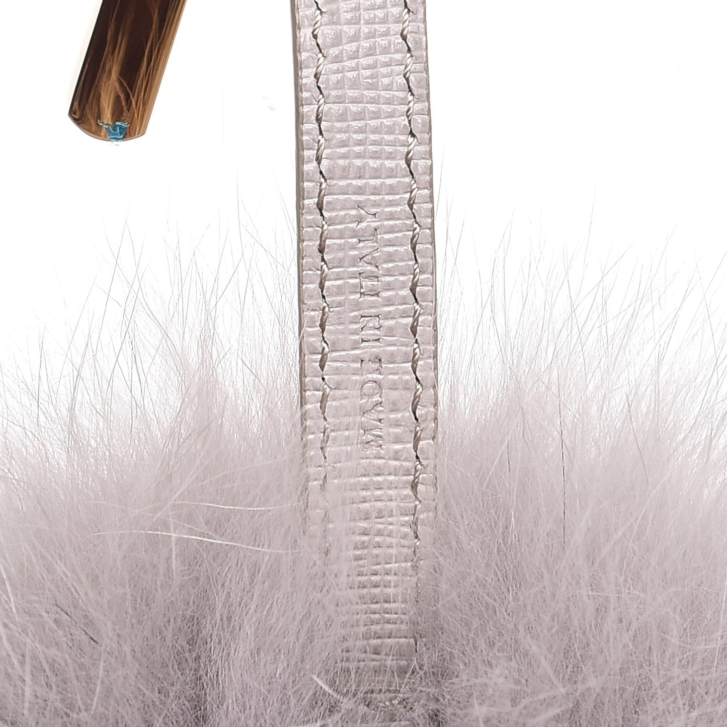 Fox Fur Vitello Elite Pom Pom Bag Charm Grigio Perla