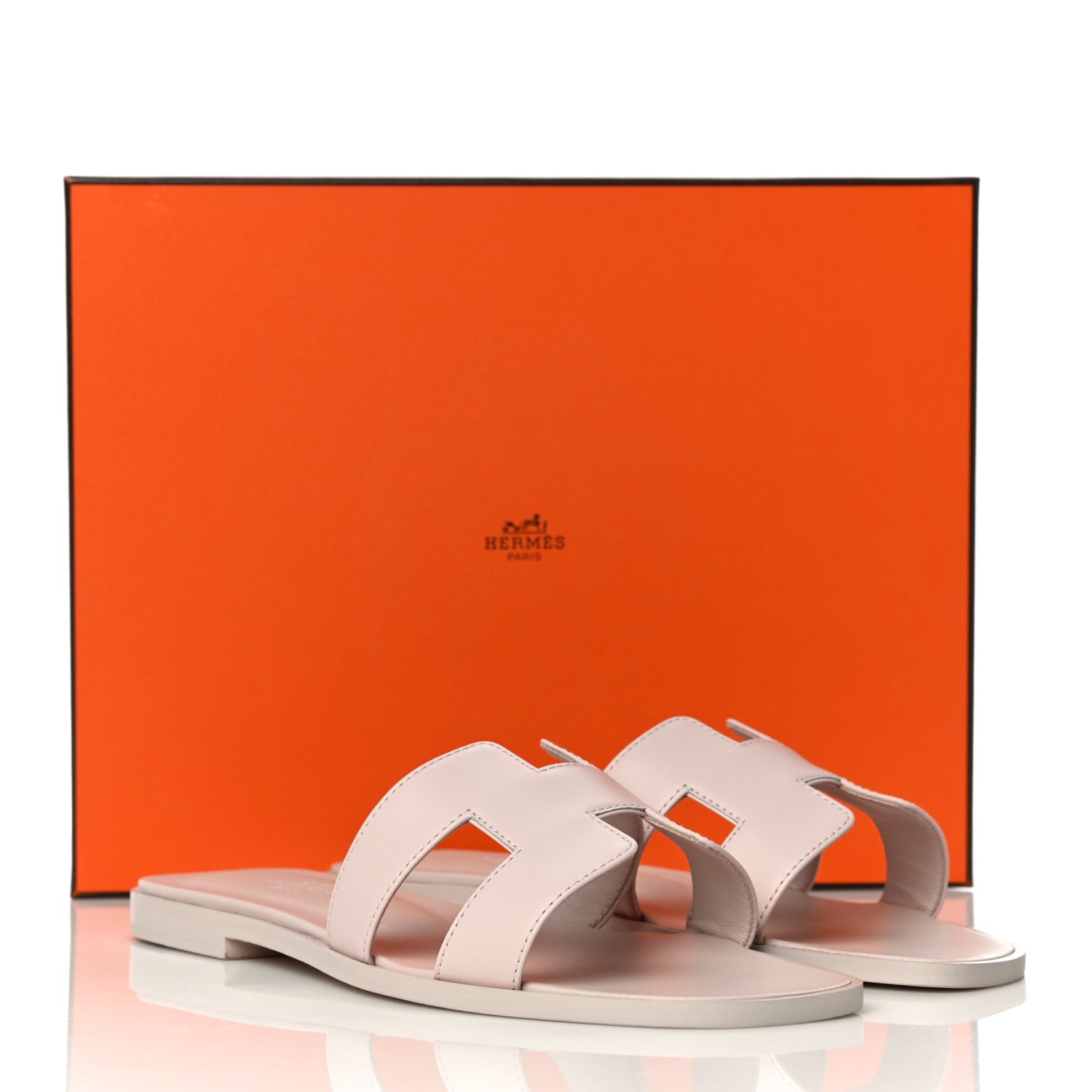 Hermes Box Calfskin Oran Sandals 37 Rose Pale 12 of 12