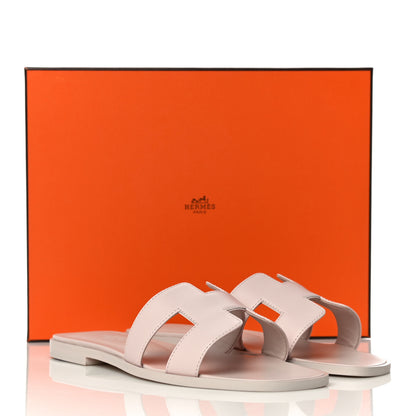 Hermes Box Calfskin Oran Sandals 37 Rose Pale 12 of 12