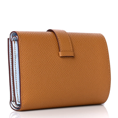 Hermes Epsom Verso Tri-Fold Bearn Compact Wallet Sesame Bleu Brume 3 of 7
