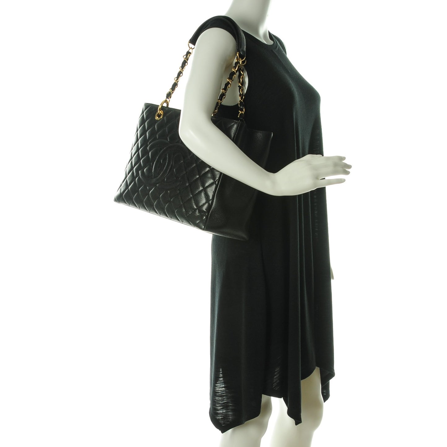 Caviar Quilted Grand Shopping Tote GST Black