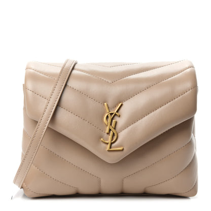 Saint Laurent Calfskin Y Quilted Monogram Toy Loulou Crossbody Bag Dark Beige 1 of 12