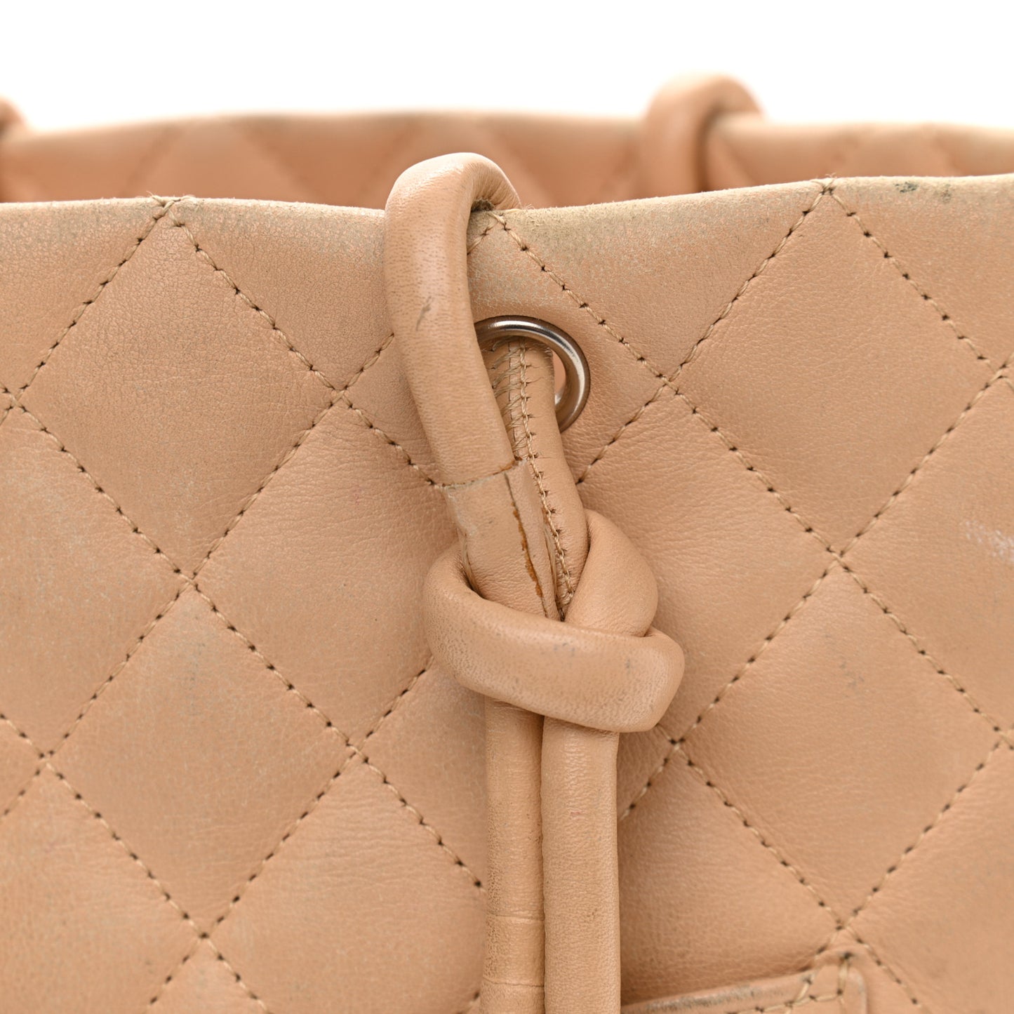 Calfskin Quilted Medium Cambon Tote Beige