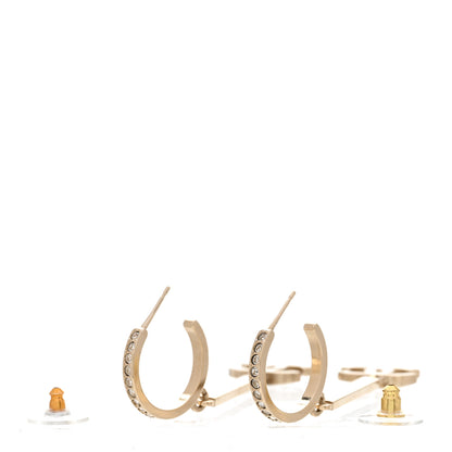 Chanel Crystal Lock Symbols Logo CC Hoop Drop Earrings Gold 3 of 5