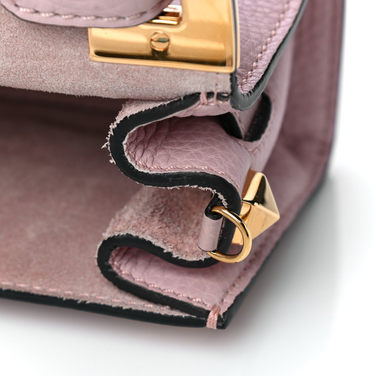 Grained Calfskin Mini My Rockstud Frame Bag Poudre